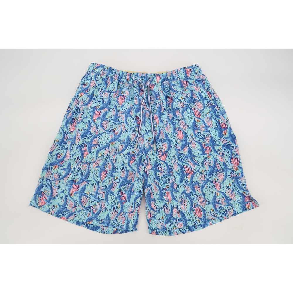 Peter Millar Seaside Swim Trunks Mens Large Blue Hammerhead Shark Lined Shorts